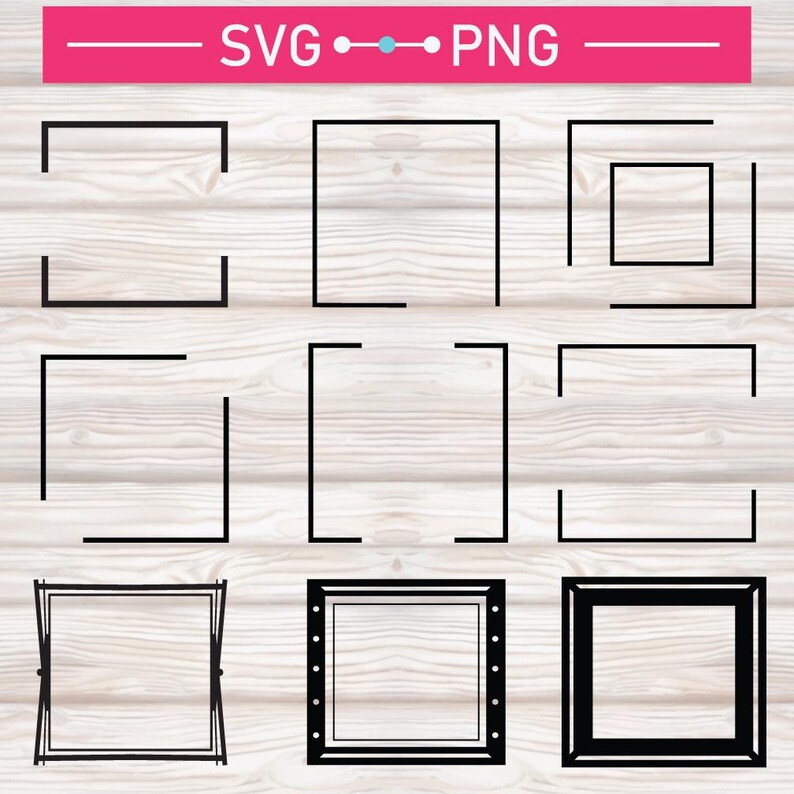 Square Frames SVG Bundle- Geometric Photo Frames SVG- Simple and Modern ...