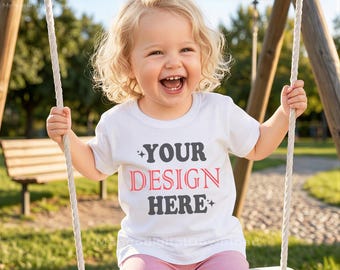 Toddler T-Shirt Mockup, White Bella Canvas 3001 Kids Lifestyle (Digital JPG)