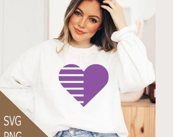 Stripe Heart svg| Heart Cricut File| Striped Heart tshirt Design| Modern Love Heart png| Line Heart Design bundle svg png - Digital Download