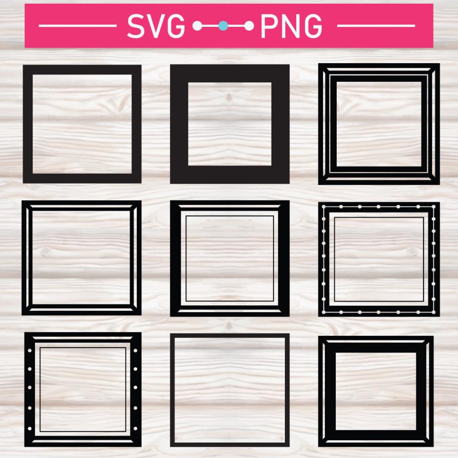 Square Frames SVG Bundle- Geometric Photo Frames SVG- Simple and Modern ...