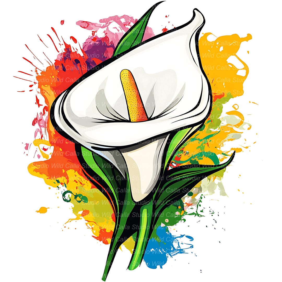12 Whimsical Calla Lily Clipart: Watercolor Floral Graffiti Art - Etsy