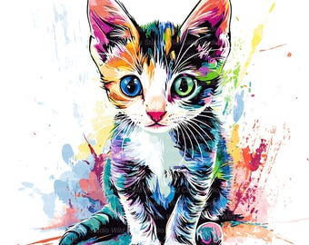 Whimsical Oriental Shorthair Cat Clipart - Quirky Cartoon Graffiti Kitten Set