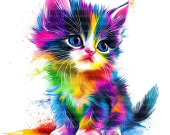 Whimsical Manx Cat Clipart - 16 Cartoon Kitten Graffiti Images