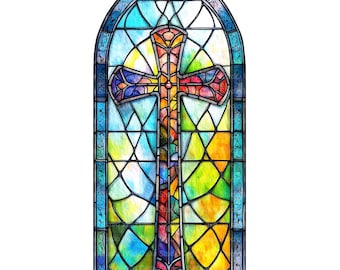Conjunto de imágenes prediseñadas de la Cruz de Pascua: Vidriera - 15 imágenes JPG de alta resolución