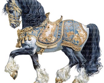 Clipart de cavalos em aquarela: estilo real e elegante - Download digital