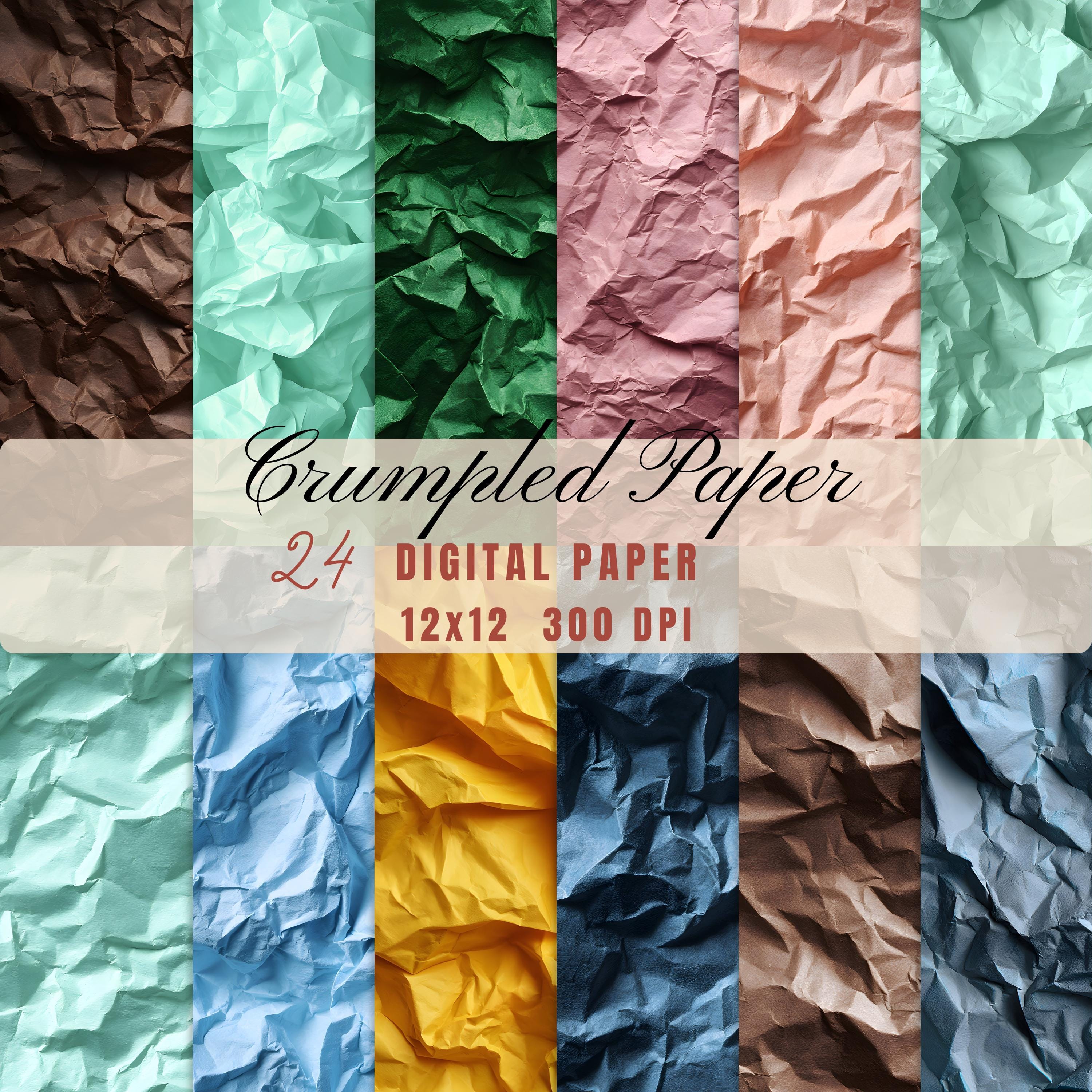 Crumpled Paper Digital Textures, Scrapbook Backgrounds (24 Jpgs 12x12 ...