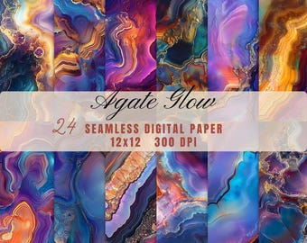 Carta digitale con geode di agata: motivi di cristalli colorati (24 file JPG, 30 cm)