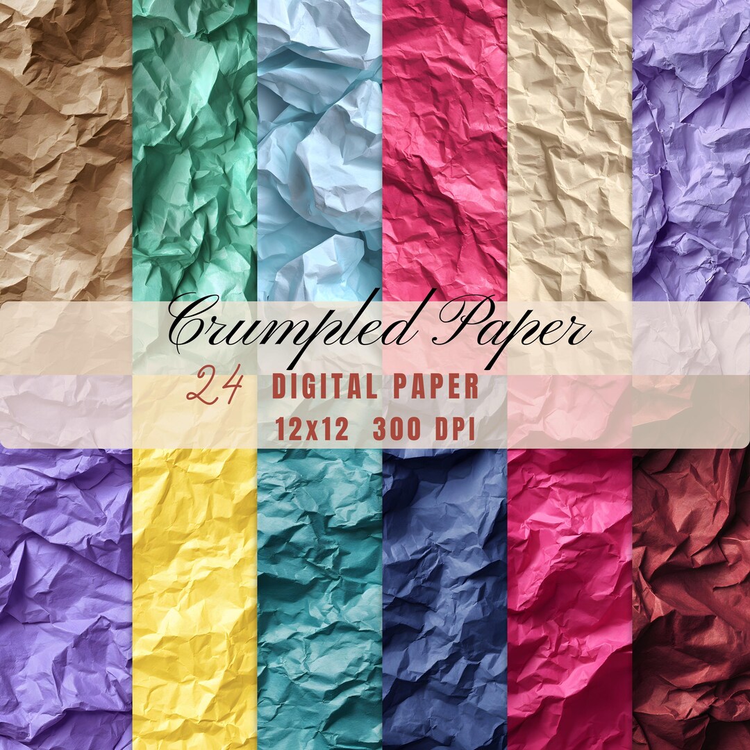 Crumpled Paper Digital Textures: 24 Scrapbook Backgrounds - Etsy