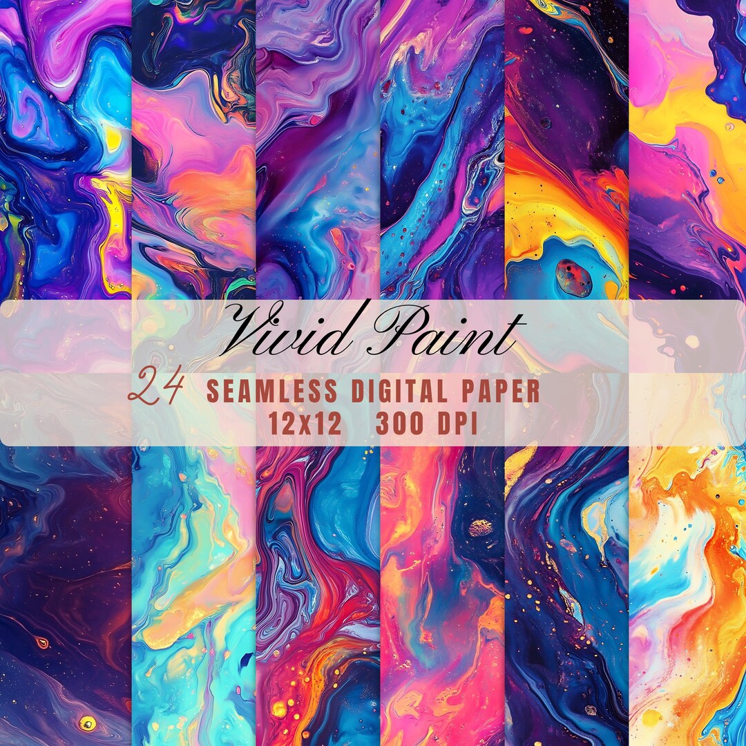 Seamless Digital Paper Set - Colorful Liquid Paint Pour Patterns - Etsy
