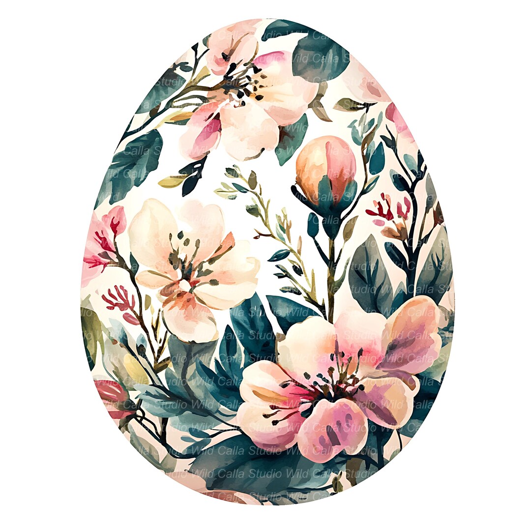 Spring Floral Easter Egg Clipart Set - Watercolor Digital Download - Etsy
