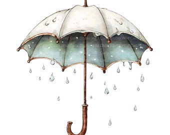 14 Watercolor Umbrella Clipart - Cozy Rainy Day Scrapbook Art
