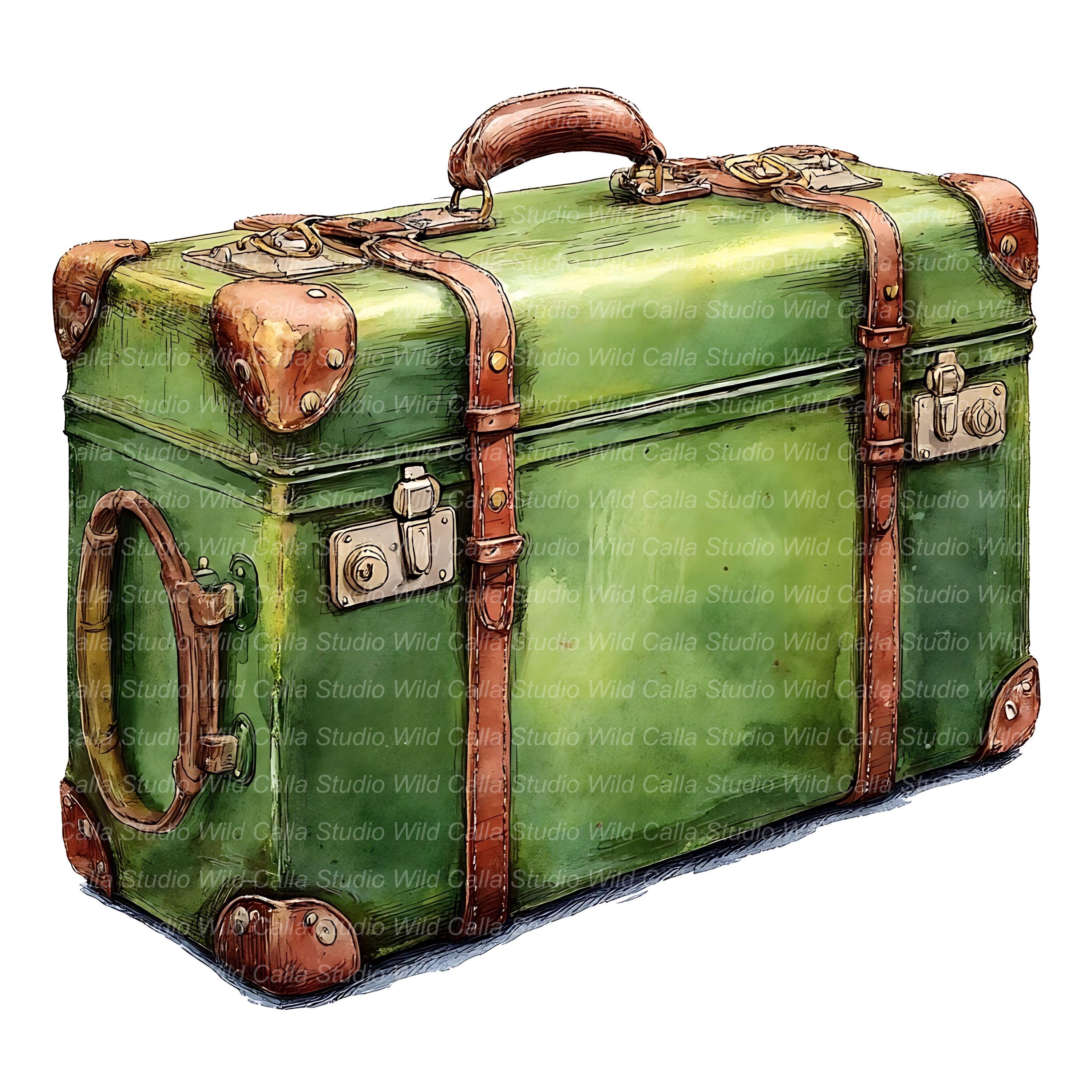 Vintage Suitcase Clipart, Rustic Watercolor (14 JPG Digital Download ...