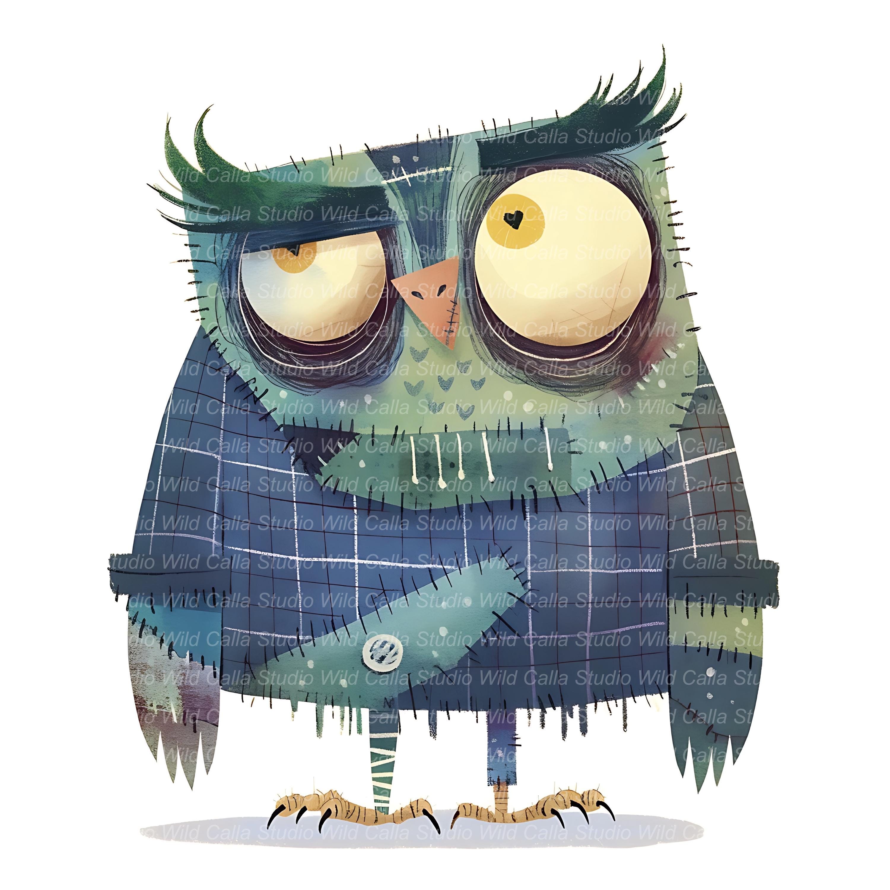 12 Halloween Owl Clipart - Whimsical Watercolor Digital Prints