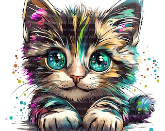 15 Quirky Maine Coon Cat Clipart - Whimsical Cartoon Kitten Graffiti