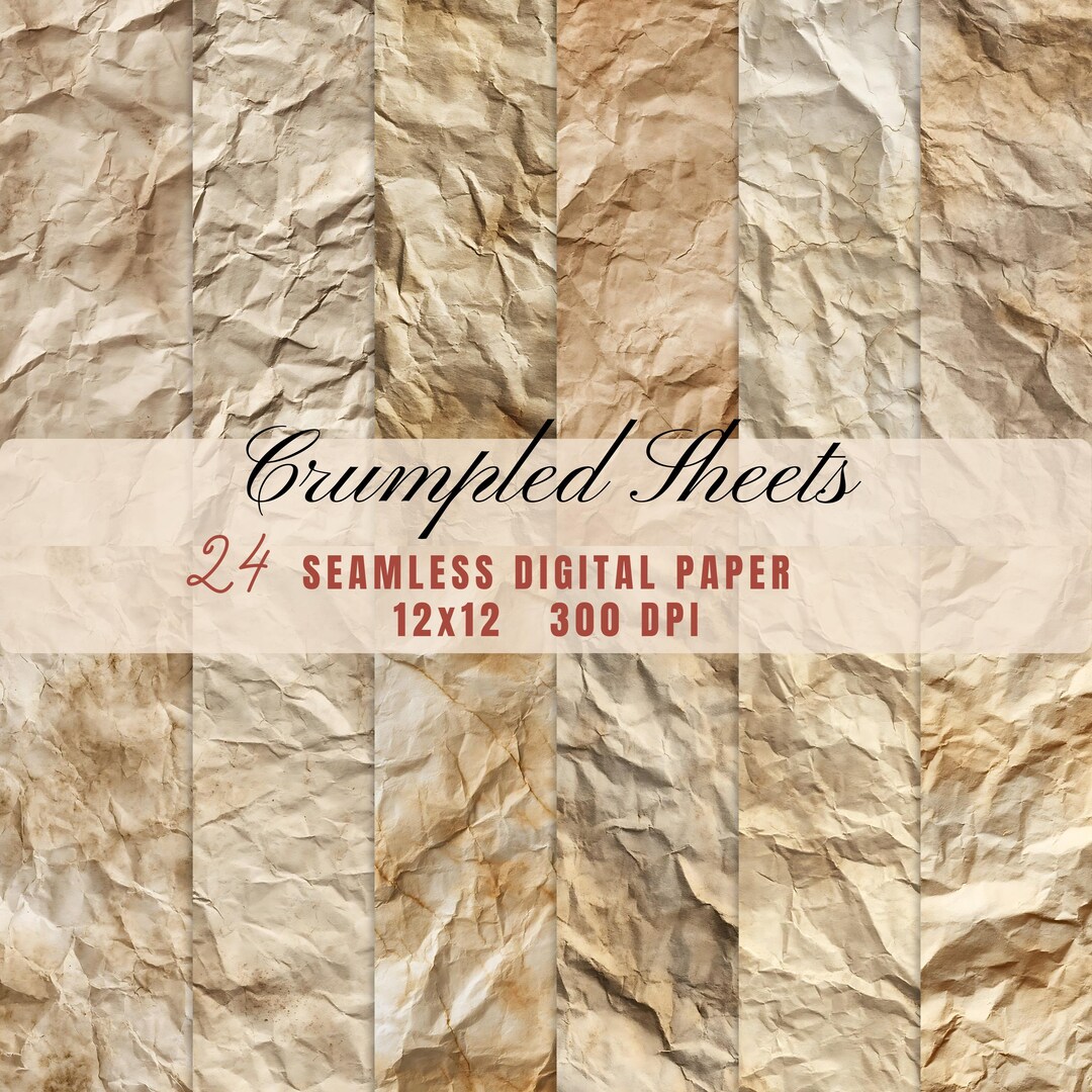 Crumpled Aged Digital Paper Seamless Pattern: Soft Folds Texture, Junk ...