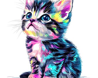 16 Whimsical Cat Cliparts: Quirky American Shorthair Kitten, Cartoon Pet Art