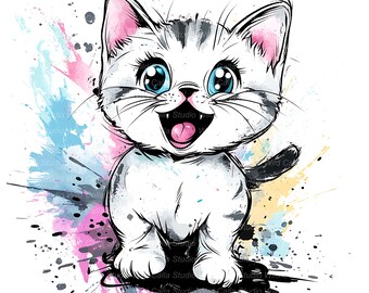 Whimsical Burmilla Cat Clipart: Quirky Cartoon Kitten Pet Art (13 Pieces)