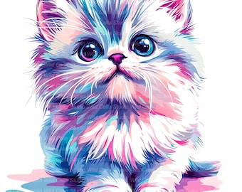 Himalayan Cat Clipart: Quirky Cartoon Kitten Graffiti (16 Digital JPGs)