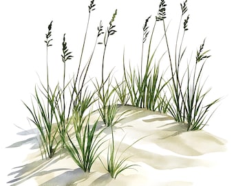 Clipart de dunas de praia: Grama e areia em aquarela (13 imagens digitais)