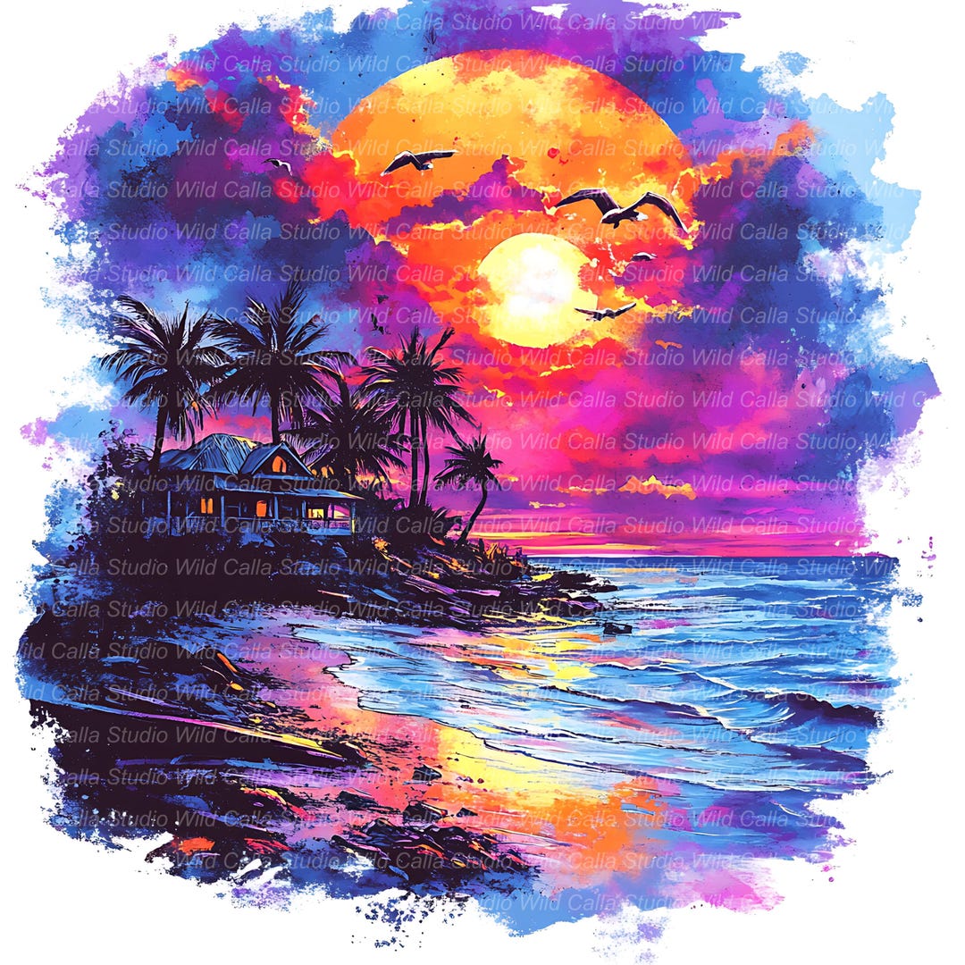 Beach Scene Clipart: Haunted Halloween Fantasy - Scary Magical Graffiti ...