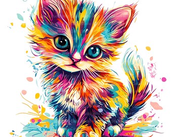 Turkish Angora Cat Clipart: Quirky Whimsical Cartoon Pet (16 Digital Images)