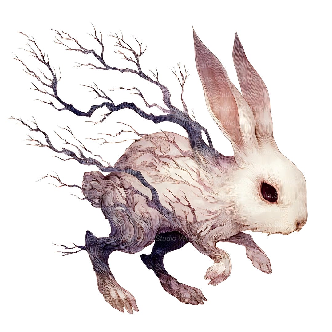 Spooky Rabbit Watercolor Clipart, Haunted Theme (13 JPG Files) - Etsy
