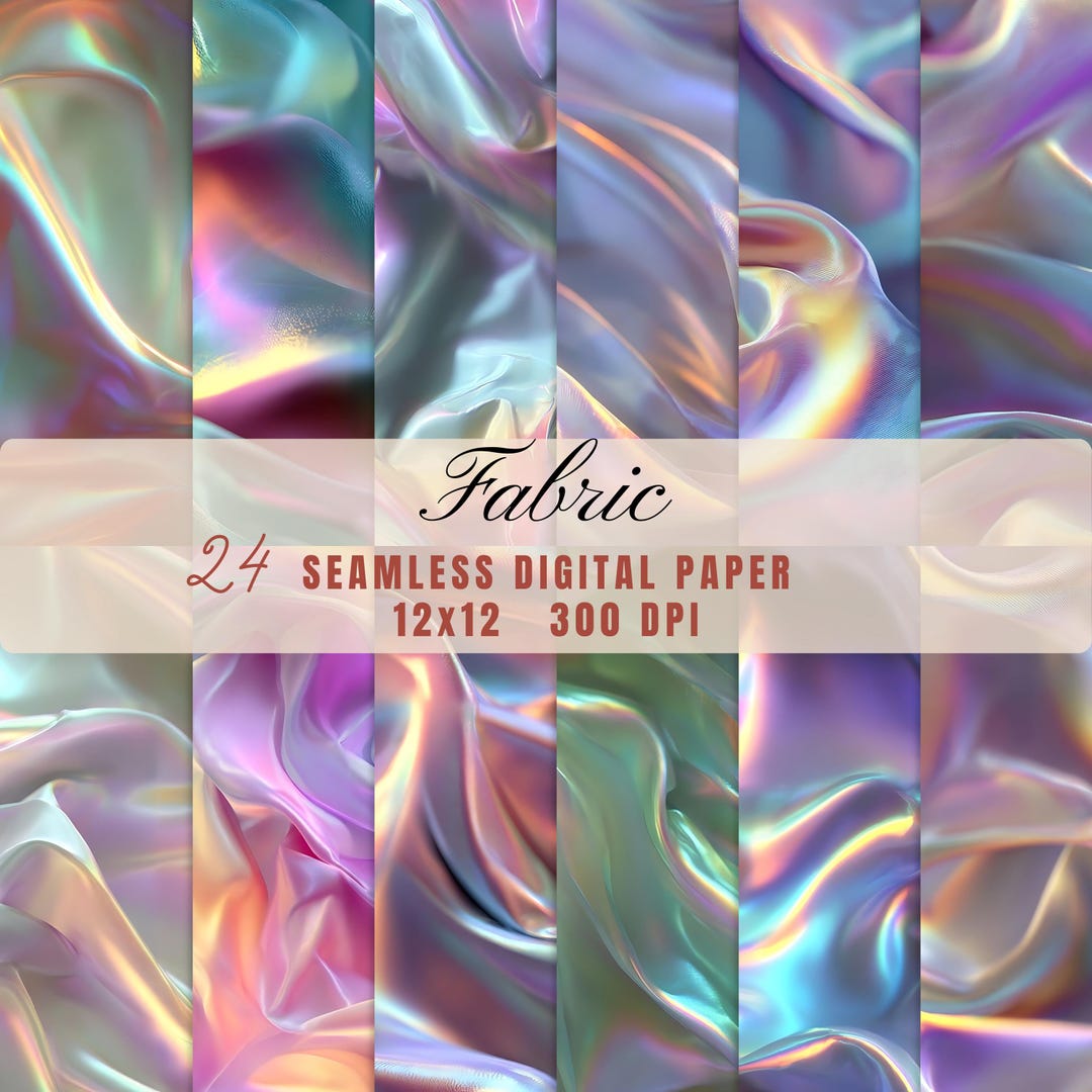 Abstract Iridescent Fabric Flow Texture - Seamless Digital Paper Set ...