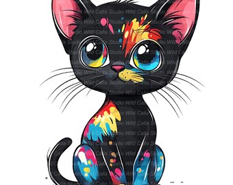 Whimsical Singapura Cat Clipart - Quirky Cartoon Kitten Pet Art