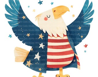 American Eagle Clipart - Watercolor Stars and Stripes, 13 Images