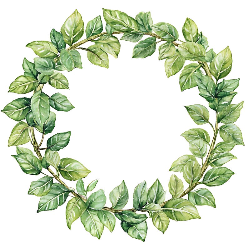 12 Forest Leaves Clipart: Watercolor Wreaths for Paper Crafts image 1