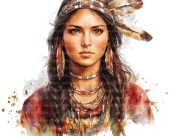 10 imagens de mulheres indígenas: aura em aquarela, arte nativa americana