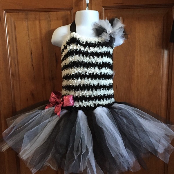 Fuzzy zebra tutu dress!