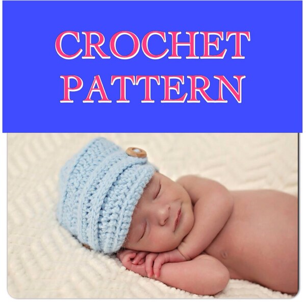 CROCHET PATTERN for our Original Baby Boy Newsie Hat - instructions for sizes Newborn-12 month