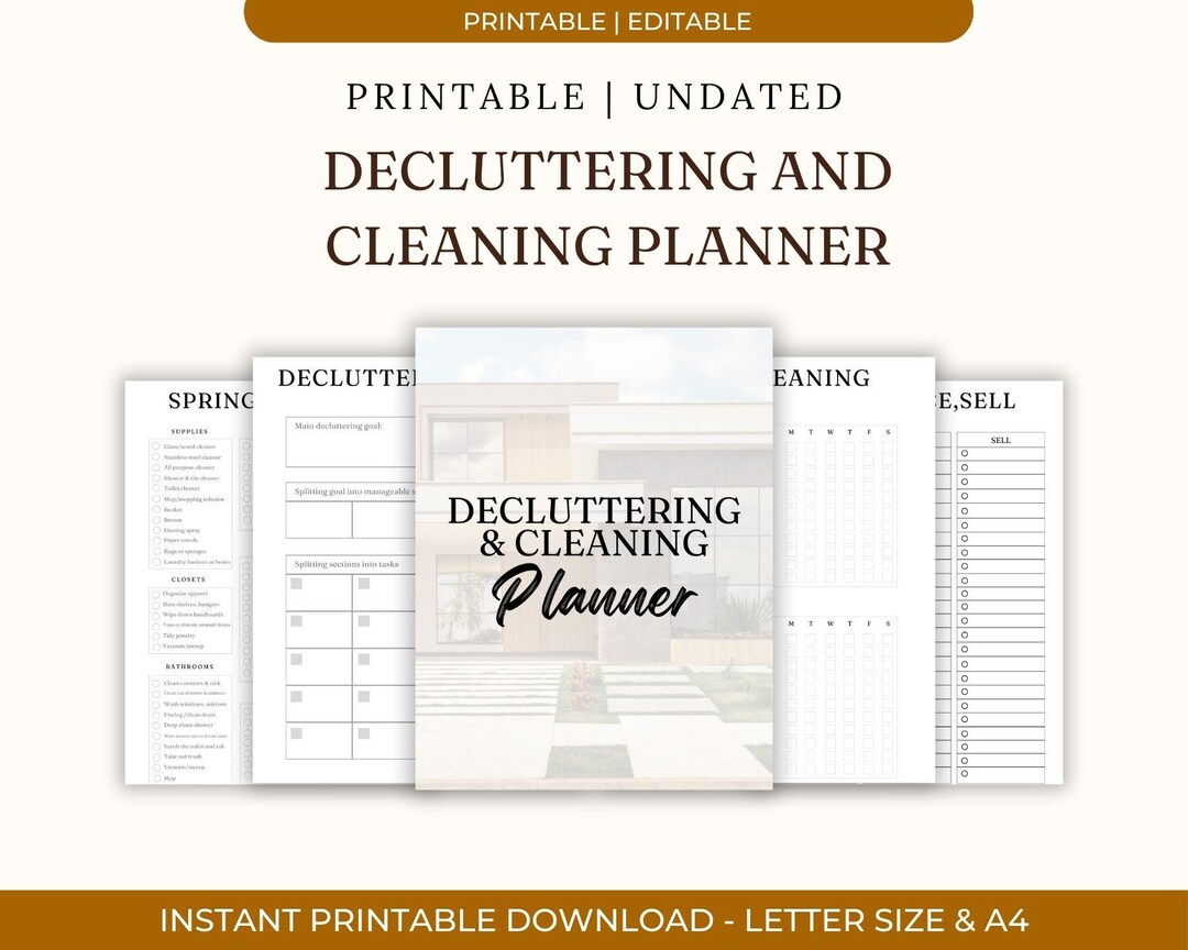 Decluttering Planner Printable, Cleaning Schedule Organizer, Home ...