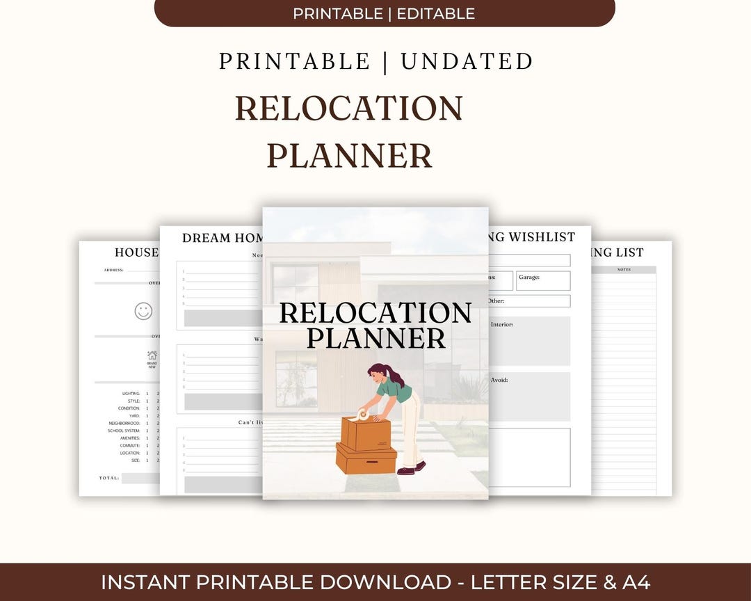 Relocation Planner Printable, Moving House Organizer, Checklist Binder ...