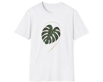 Monstera Leaf Illustration T-Shirt, Tropical Botanical Tee | Plant Art