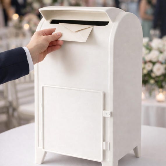 Wedding Card Mailbox – Plain Beige Hand-Painted Envelope Holder, Wedding Reception Décor