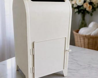 Doos voor trouwkaarten – handgeschilderde beige brievenbus (minimalistisch)