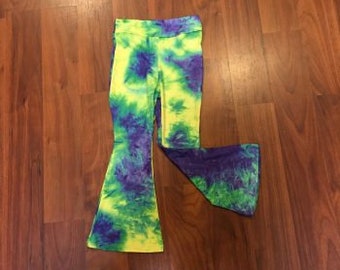 Mardi Gras Leggings - Tie Dye Leggings - Bell Bottom Leggings - Women's Leggings - Carnival Leggings - Fat Tuesday Leggings - Mardi Gras