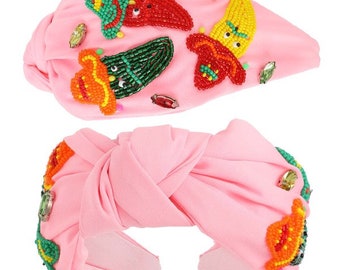 Cinco de Mayo - Headband - Pink Headband - Peppers Headband - Women's Headband - Hair Flair - Accessory - Fashion - Gift Item - Gift Her