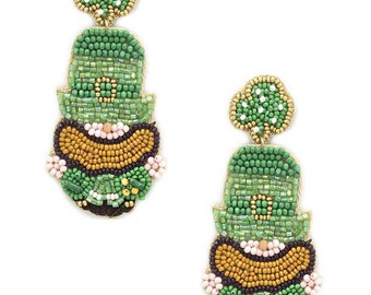 Leprechaun Earrings - St Patrick's Day - St. Pat's Earrings - Women's Earrings - Dangle Earrings - Irish Earrings - Beaded Earrings - Gift