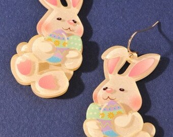 Pink Rabbit Earrings - Easter Earrings - Bunny Earrings- Rabbit Earrings - Dangle Earrings - Acrylic Earrings - Women's Earrings - Gift