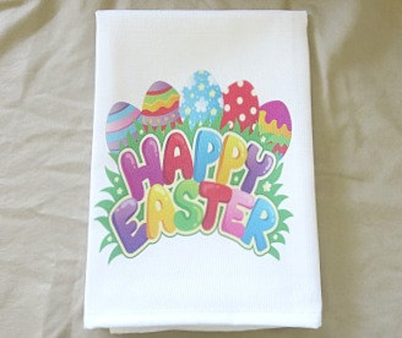 Easter Egg Towel Hand Towel Kitchen Towel Easter Decor Kitchen Decor Easter Gift Hostess Gift Happy Easter Towel Home Decor image 4