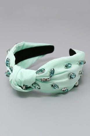 Iridescent Crystal Embellished Mint Headband Mint Crystal Headband With Freshwater Pearl and Czech Glass  main image 3