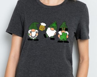 Gnome Shirt - Irish Gnomes - St Patrick's Day - Women's Shirt - Short Sleeve Shirt - Irish Shirt - St Patrick's Top - Women's Gift - Gift