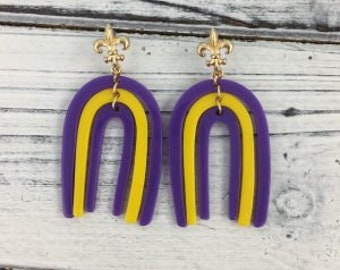 Purple Gold Earrings - Arch Earrings - Women's Earrings - Team Color Earrings - Women's Gift - Acrylic Earrings - Sports Fan Earrings - Gift