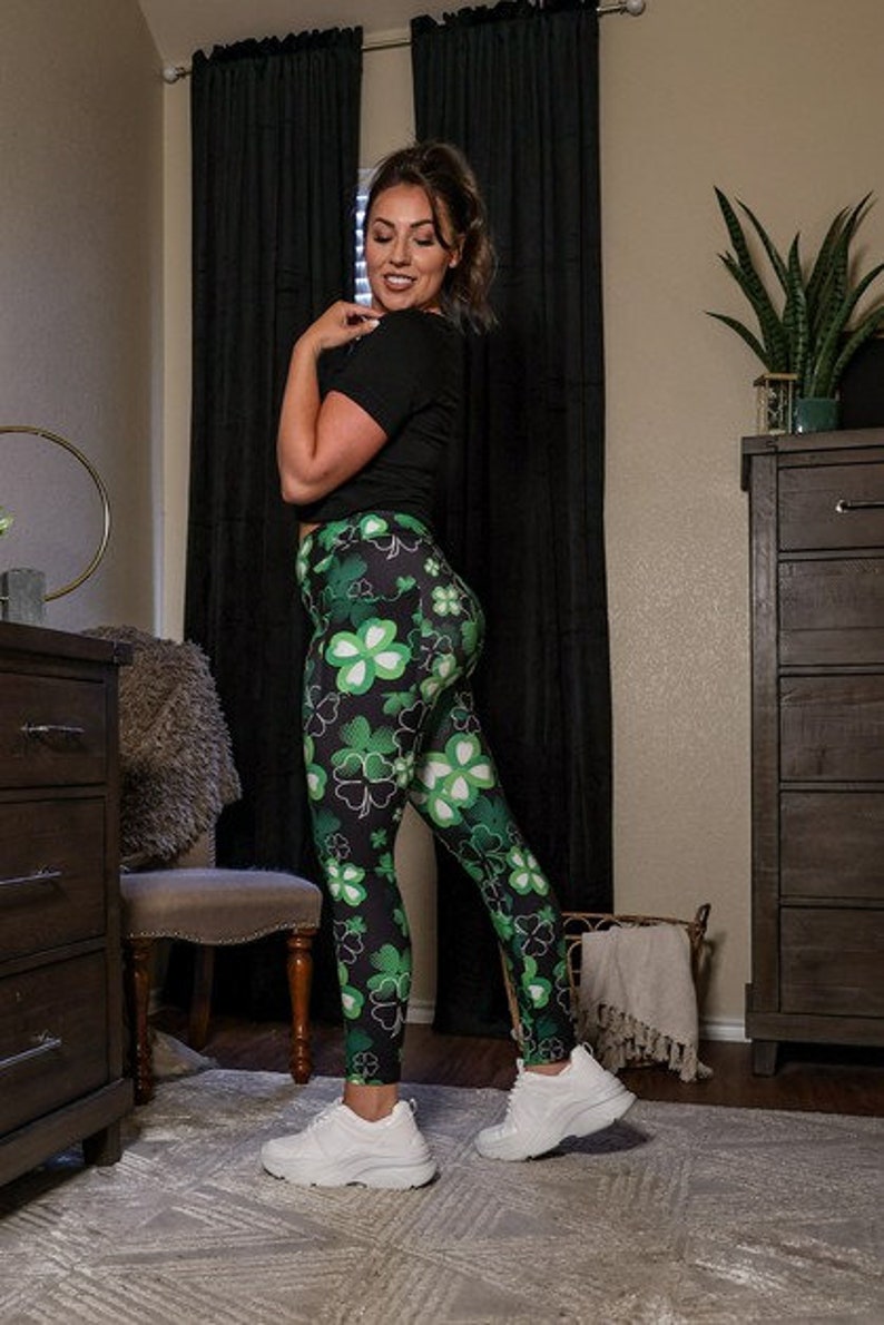 Shamrock Leggings St Patrick's Day Women's Leggings Leggings Pockets Yoga Leggings Irish Leggings Green Leggings St Pat's image 3