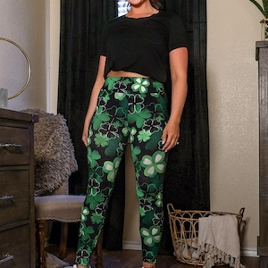 Shamrock Leggings St Patrick's Day Women's Leggings Leggings Pockets Yoga Leggings Irish Leggings Green Leggings St Pat's image 1