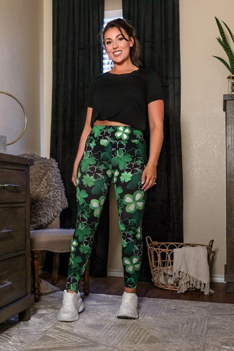 Shamrock Leggings St Patrick's Day Women's Leggings Leggings Pockets Yoga Leggings Irish Leggings Green Leggings St Pat's image 1