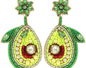 Avocado Earrings - Cinco de Mayo - Women's Earrings - Beaded Earrings - Cinco de Mayo Earrings - Avocado Jewelry - Women's Gift - Gift Her